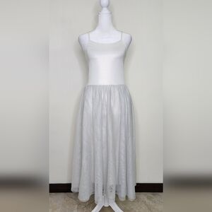 Elestory Women's Shimmer Tulle Sleeveless Tea Length Dress Small Ethereal Ballet